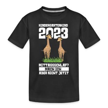 Giraffe Kita Kindergarten 2023 - Kinder Premium Bio T-Shirt - Schwarz - Vorne