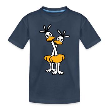 2 Road Runner Pärchem Kuckuck Vogel langer Hals - Kinder Premium Bio T-Shirt - Navy - Vorne