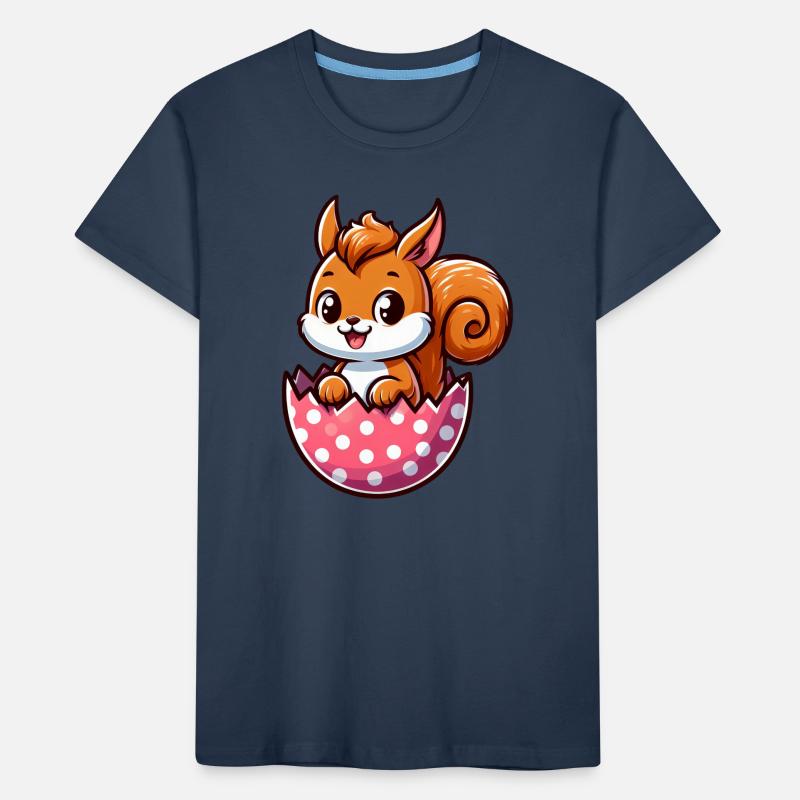 Süßes Eichhörnchen mit Osterei Comic Design Kinder Premium Bio T-Shirt