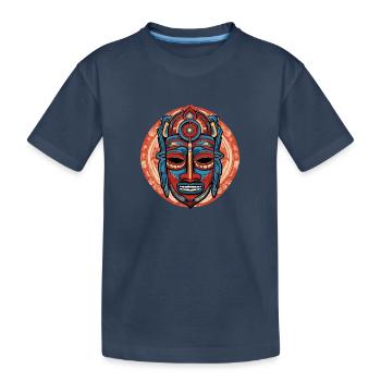 Masque aztèque inca astucieusement coloré - T-shirt bio Premium Enfant - bleu marine - Devant