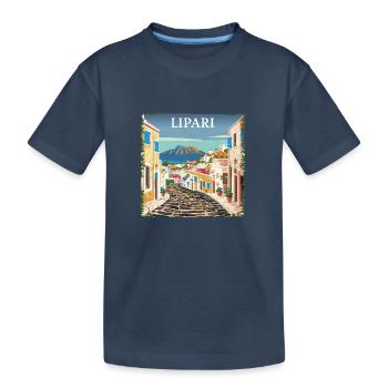 Lipari Italien: Traumstrand Sommerurlaub - Kinder Premium Bio T-Shirt - Navy - Vorne