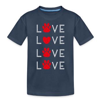 Love Hundepfoten mit rotem Herz und viel Liebe. - Kinder Premium Bio T-Shirt - Navy - Vorne