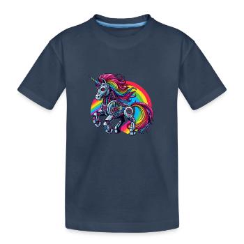 Cyborg Unicorn with Rainbow - Kids' Premium Organic T-Shirt - navy - Front