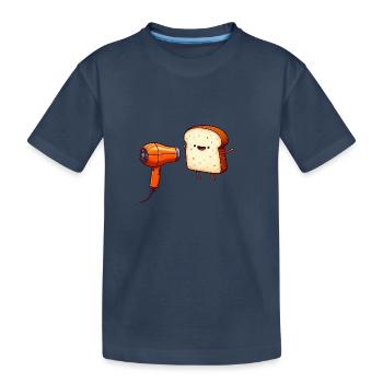 Toast mit Fön Toasten Cartoon - Kinder Premium Bio T-Shirt - Navy - Vorne
