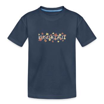 Kuscheln im Herbst und Winter Kuschelzeit - Kinder Premium Bio T-Shirt - Navy - Vorne