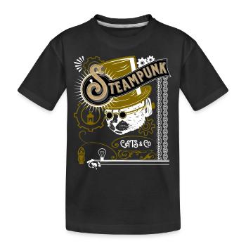 Viktorianisches Katzen Steampunk Design - Kinder Premium Bio T-Shirt - Schwarz - Vorne