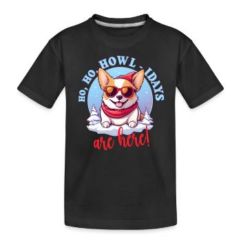 Pembroke Welsh Corgi im Winter, süße Illustration - Kinder Premium Bio T-Shirt - Schwarz - Vorne