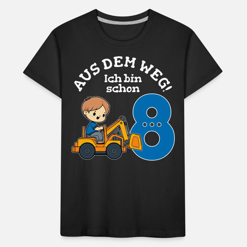 8. Geburtstag Bagger Junge Kinder Premium Bio T-Shirt