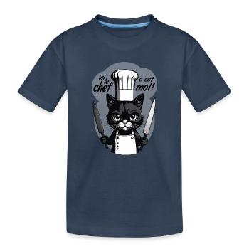 ici le chef c'est moi ! humour chat chef cuisine - T-shirt bio Premium Enfant - bleu marine - Devant