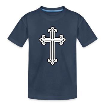 Kreuz Symbol Christlich - Kinder Premium Bio T-Shirt - Navy - Vorne