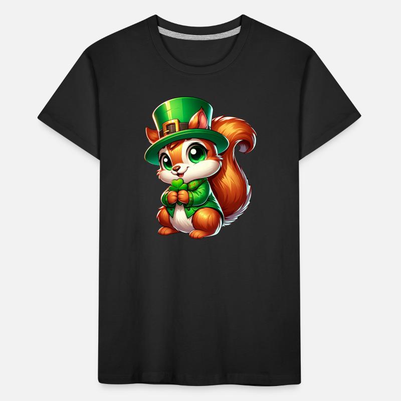 Conception de bande dessinée écureuil mignon de la Saint-Patrick T-shirt bio Premium Enfant