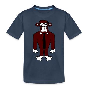 Clever Nerd Gorilla Lunettes à monture de corne Geek Tie Fun - T-shirt bio Premium Enfant - bleu marine - Devant