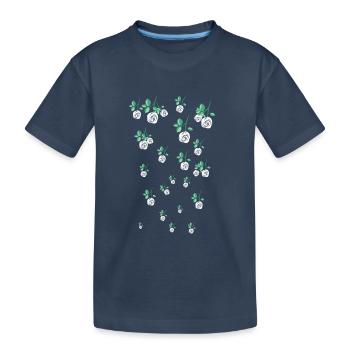 Rose blanche,N,Roses,Rose,Vigne,Fleurs,Floral - T-shirt bio Premium Enfant - bleu marine - Devant