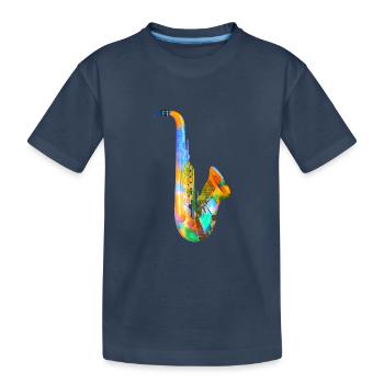 Saxophone, Coloré, Graffiti - T-shirt bio Premium Enfant - bleu marine - Devant