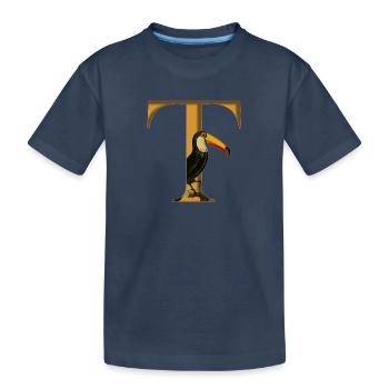 Lettre T, Toucan - T-shirt bio Premium Enfant - bleu marine - Devant