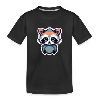 Raccoon Illustration - Kids' Premium Organic T-Shirt - black - Front