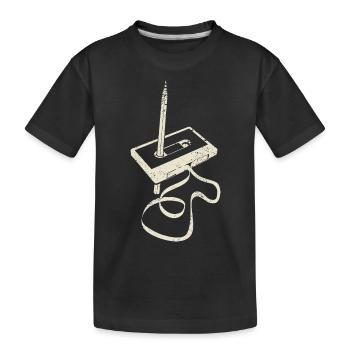 Cassette - Ribbon Wrap - Magnetic Tape - Kids' Premium Organic T-Shirt - black - Front