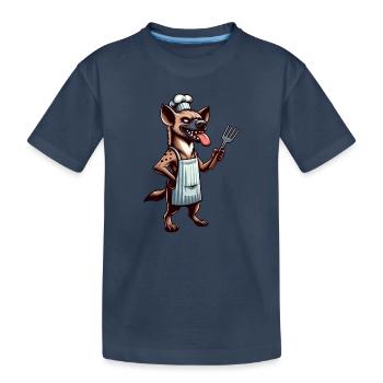 Hyäne Chef am Grill Sommer BBQ - Kinder Premium Bio T-Shirt - Navy - Vorne