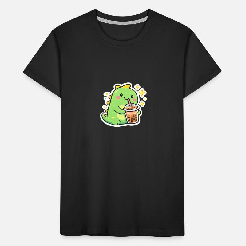 Süßer Dino mit Bubble Tea Kinder Premium Bio T-Shirt