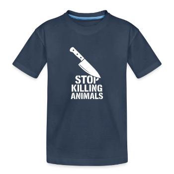 Stoppt Tierquälerei Messer Motiv - Kinder Premium Bio T-Shirt - Navy - Vorne