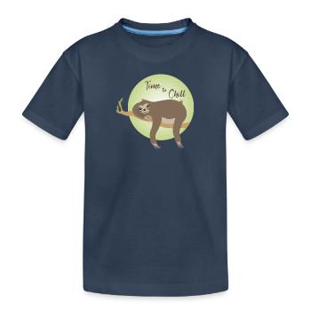 Faultier - Zeit zum Entspannen - Kinder Premium Bio T-Shirt - Navy - Vorne
