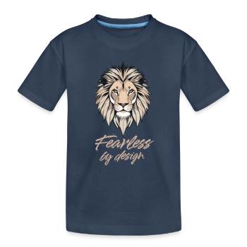 Löwe minimalistisch geometrisch furchtlos Spruch - Kinder Premium Bio T-Shirt - Navy - Vorne