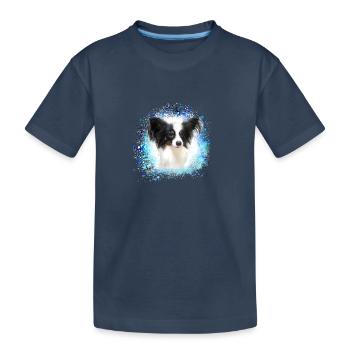 papillon,chien,spitz,zwergspitz,pompon - T-shirt bio Premium Enfant - bleu marine - Devant