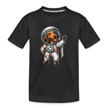 Dachshund Astronaut Space Science Fiction - Kids' Premium Organic T-Shirt - black - Front