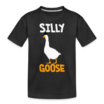 Silly Goose with a hat - Kids' Premium Organic T-Shirt - black - Front