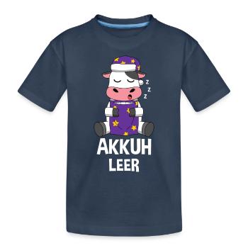 Wortspiel Kuh Akku Leer Schlafen Akkuh Aufladen - Kinder Premium Bio T-Shirt - Navy - Vorne