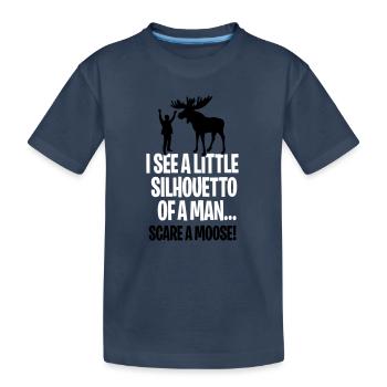 I see a little silhouetto of a man scare a Moose - Kids' Premium Organic T-Shirt - navy - Front