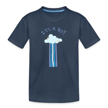 C’est un garçon - Arc-en-ciel bleu avec nuage - T-shirt bio Premium Enfant - bleu marine - Devant
