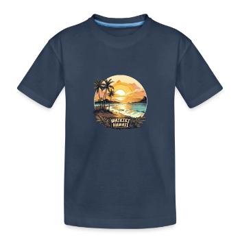 Hawaii Rainbow Falls Exklusives Design - Kinder Premium Bio T-Shirt - Navy - Vorne