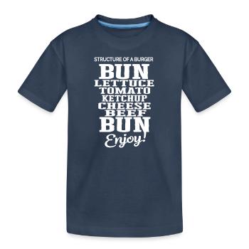 Délicieux burger structure pain au fromage tomate - T-shirt bio Premium Enfant - bleu marine - Devant