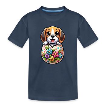 Oeuf de Pâques coloré Beagle éclosion Design - T-shirt bio Premium Enfant - bleu marine - Devant