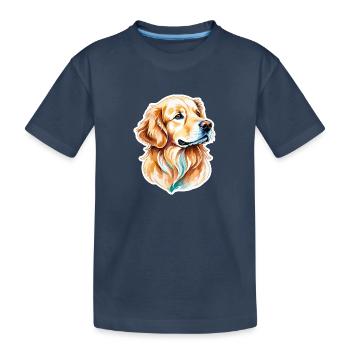 Aquarelles Golden Retriever - T-shirt bio Premium Enfant - bleu marine - Devant