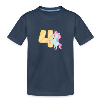 Geburtstag Mädchen 4. Geburtstag Einhorn 4 Jahre - Kinder Premium Bio T-Shirt - Navy - Vorne