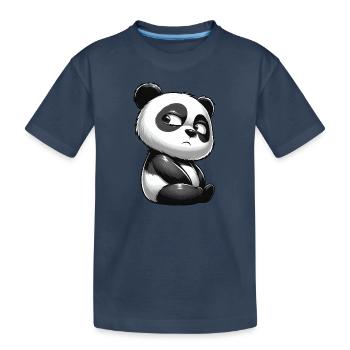 Sceptique Panda Dessin animé Mignon Doute - T-shirt bio Premium Enfant - bleu marine - Devant