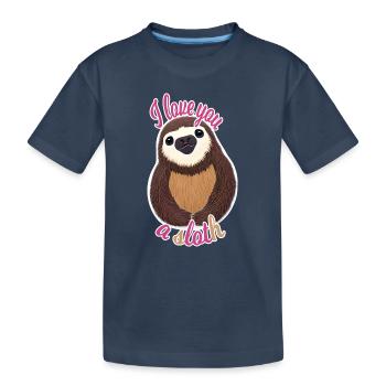 Déclaration d’amour paresseuse - T-shirt bio Premium Enfant - bleu marine - Devant