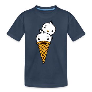 Birds Cream Waffle Cream Scoops Cream Cream Cone - Kids' Premium Organic T-Shirt - navy - Front