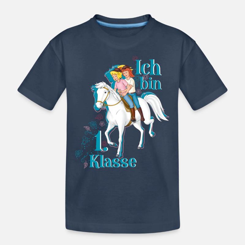 Bibi und Tina Ich Bin 1. Klasse - Kinder Premium Bio T-Shirt - Navy