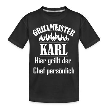 Grillmeister Karl Chef - Kinder Premium Bio T-Shirt - Schwarz - Vorne