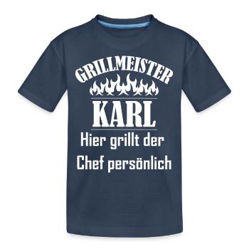 Grillmeister Karl Chef - Kinder Premium Bio T-Shirt - Navy - Vorne
