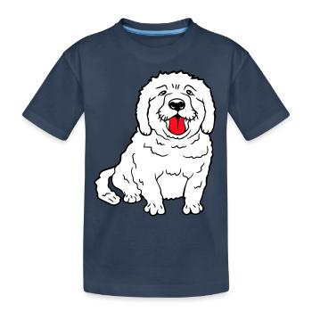 Dear dog sticks out his tongue happily - Kids' Premium Organic T-Shirt - navy - Front