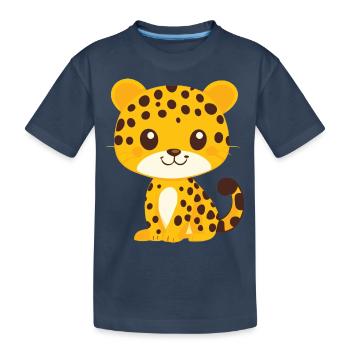kleiner Leopard - Kinder Premium Bio T-Shirt - Navy - Vorne