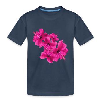 Hibiscus,Flower,Lotus,Blossom,Floral - Kids' Premium Organic T-Shirt - navy - Front