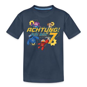 Mecha Builders Team Attention I Am 7 Years Old - Kids' Premium Organic T-Shirt - navy - Front