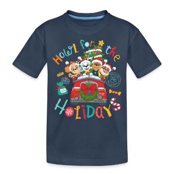 Paw Patrol Christmas Design - Kids' Premium Organic T-Shirt - navy - Front
