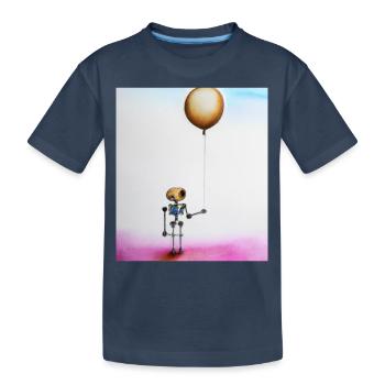 Einsamer Roboter hält Ballon - Kinder Premium Bio T-Shirt - Navy - Vorne
