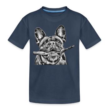 Hunde Shirt mit französischer Bulldogge BULLDOGGEN - Kinder Premium Bio T-Shirt - Navy - Vorne